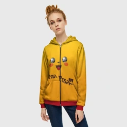 Женская толстовка 3D на молнии Мордочка Пикачу - фото 2