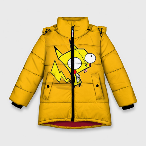 Зимняя куртка для девочек 3D Забавный пикачу, цвет красный