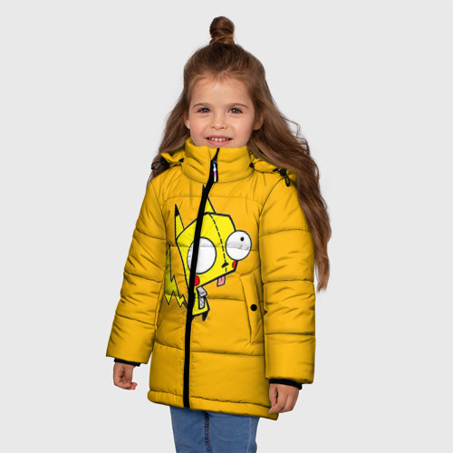 Зимняя куртка для девочек 3D Забавный пикачу, цвет красный - фото 3