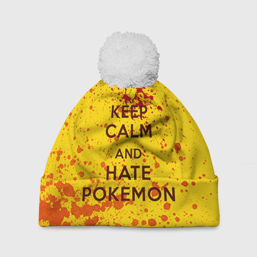 Шапка 3D c помпоном Keep calm and Hate Pokemons, цвет 3D печать