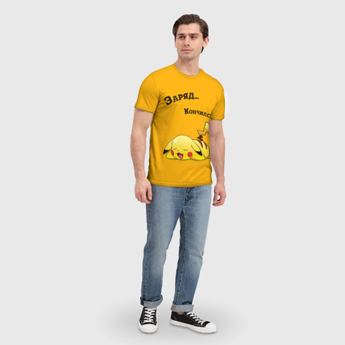 Мужская футболка 3D Уставший Пикачу, цвет 3D печать - фото 5