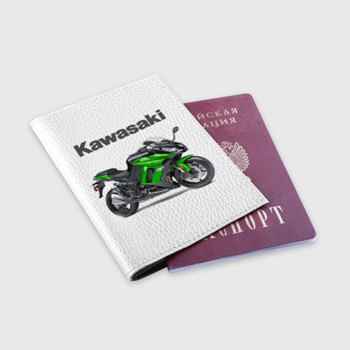 Обложка для паспорта матовая кожа Kawasaky Ninja 1000 - фото 3