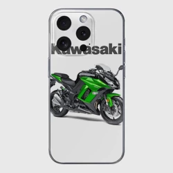 Чехол для iPhone 15 Pro Max силиконовый с защитой камеры Kawasaky Ninja 1000