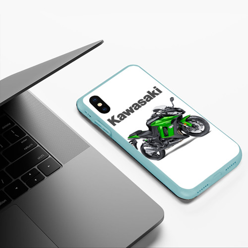 Чехол для iPhone XS Max матовый Kawasaky Ninja 1000, цвет мятный - фото 5