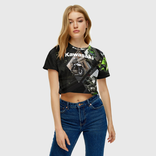 Женская футболка Crop-top 3D Kawasaky, цвет 3D печать - фото 3