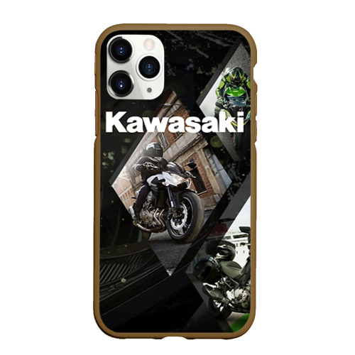 Чехол для iPhone 11 Pro Max матовый Kawasaky, цвет коричневый