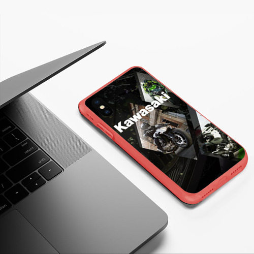 Чехол для iPhone XS Max матовый Kawasaky, цвет красный - фото 5