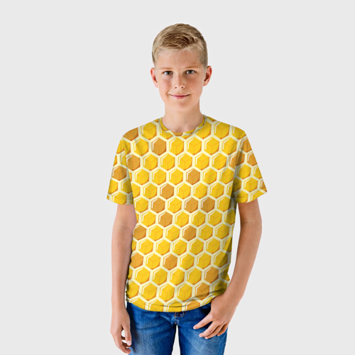 Детская футболка 3D Медовые соты, цвет 3D печать - фото 3
