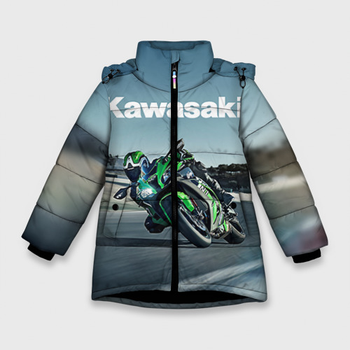 Зимняя куртка для девочек 3D Kawasaky sport, цвет черный