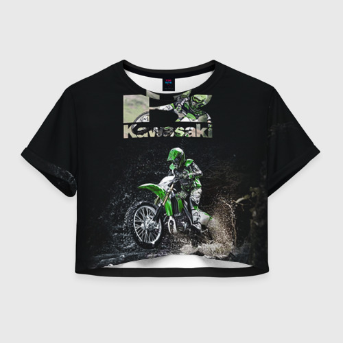 Женская футболка Crop-top 3D Kawasaky cross, цвет 3D печать