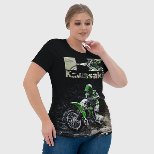 Женская футболка 3D Kawasaky cross, цвет 3D печать - фото 6