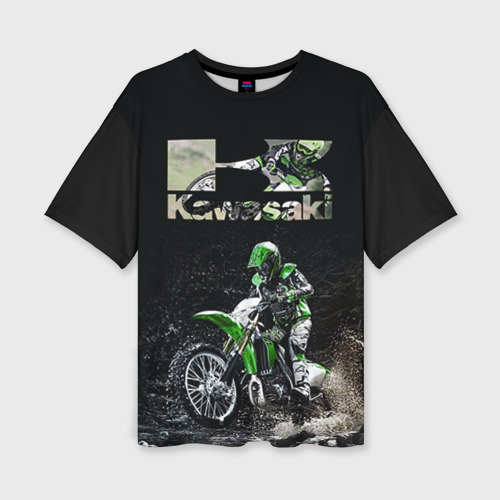 Женская футболка oversize 3D Kawasaky cross, цвет 3D печать