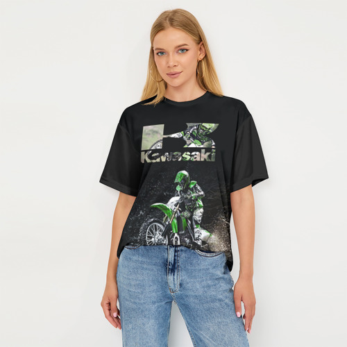 Женская футболка oversize 3D Kawasaky cross, цвет 3D печать - фото 5