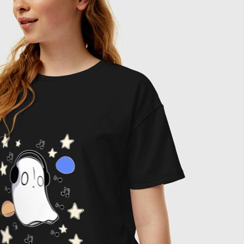 Женская футболка хлопок Oversize Undertale Napstablook, цвет черный - фото 3