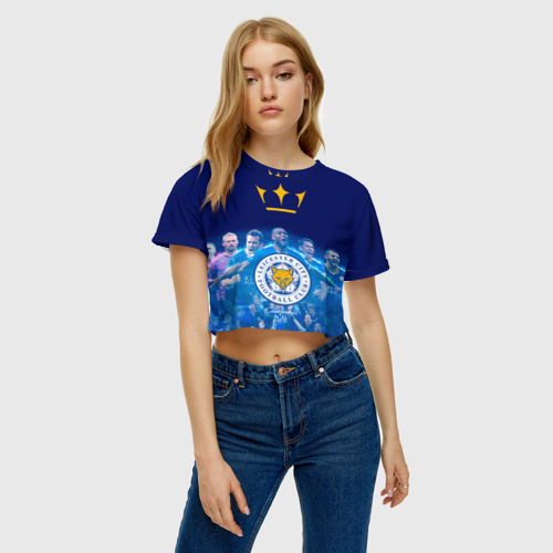 Женская футболка Crop-top 3D FC Leicester. Vardi, цвет 3D печать - фото 3