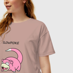 Женская футболка хлопок Oversize Slowepoke i choose you - фото 2