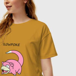 Женская футболка хлопок Oversize Slowepoke i choose you - фото 2