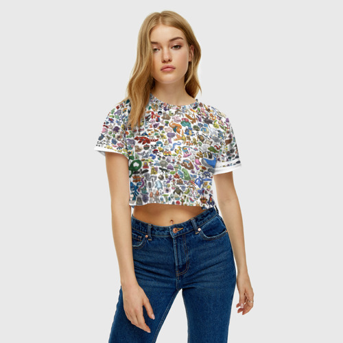 Женская футболка Crop-top 3D Покемоны, цвет 3D печать - фото 3