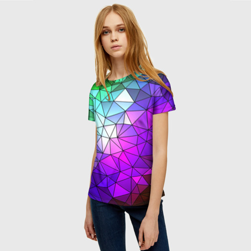 Женская футболка 3D Стекло мозаики, цвет 3D печать - фото 3