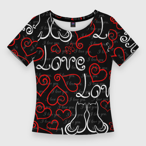 Женская футболка 3D Slim Love, цвет 3D печать
