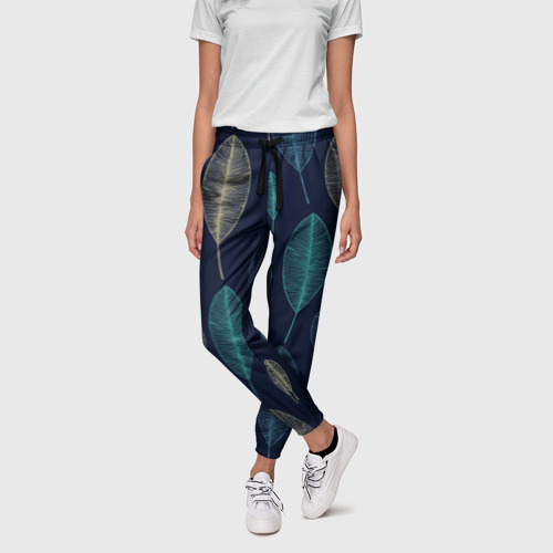 Женские брюки 3D Листья, цвет 3D печать - фото 3