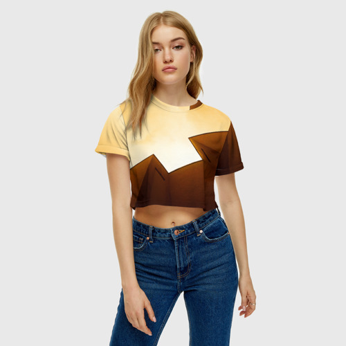 Женская футболка Crop-top 3D Небоскрёб, цвет 3D печать - фото 3