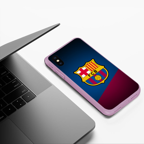 Чехол для iPhone XS Max матовый ФК Барселона, цвет сиреневый - фото 5
