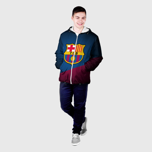 Мужская куртка 3D с принтом ФК Барселона, фото на моделе #1