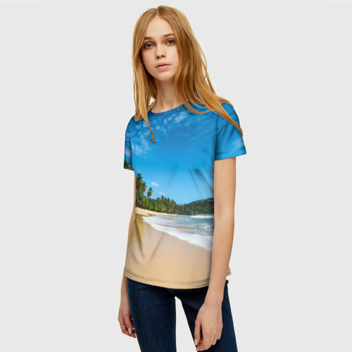 Женская футболка 3D Шикарный пляж, цвет 3D печать - фото 3