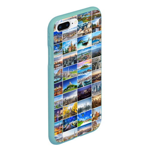 Чехол для iPhone 7Plus/8 Plus матовый Мир путешествий, цвет мятный - фото 3