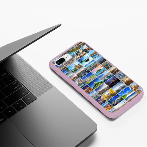 Чехол для iPhone 7Plus/8 Plus матовый Мир путешествий, цвет розовый - фото 5