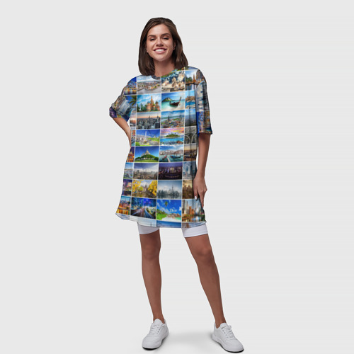 Платье-футболка 3D Мир путешествий, цвет 3D печать - фото 5
