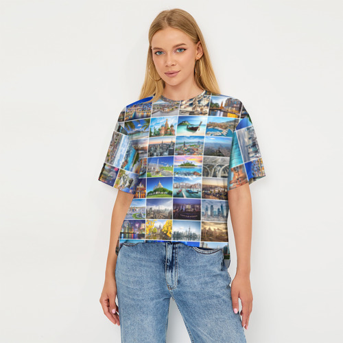 Женская футболка oversize 3D Мир путешествий, цвет 3D печать - фото 5