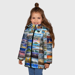 Зимняя куртка для девочек 3D Мир путешествий - фото 2