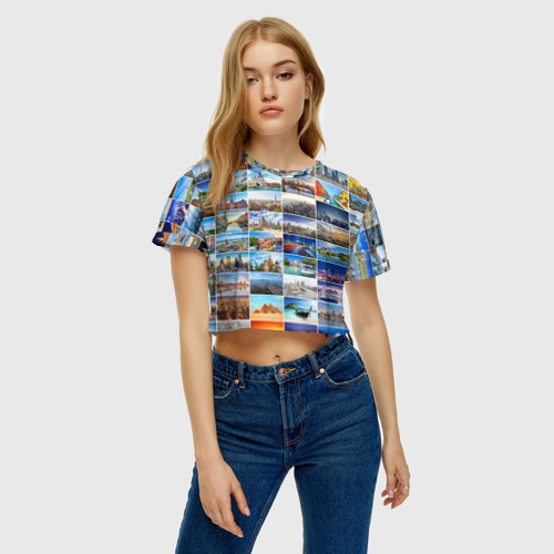 Женская футболка Crop-top 3D Знатный турист, цвет 3D печать - фото 3