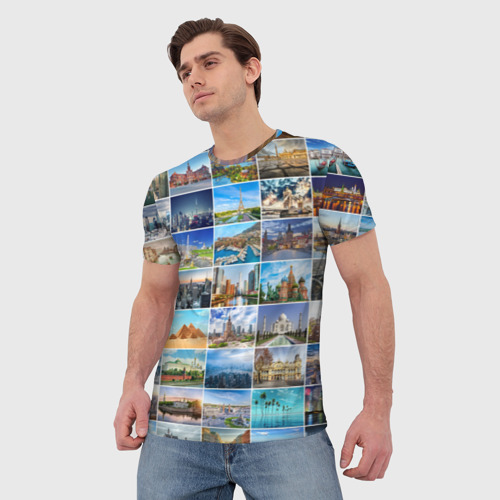 Мужская футболка 3D с принтом Достопримечательности планеты, фото на моделе #1