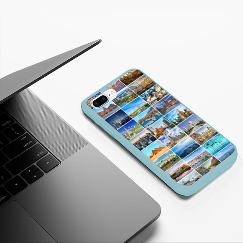 Чехол для iPhone 7Plus/8 Plus матовый Достопримечательности планеты, цвет мятный - фото 5