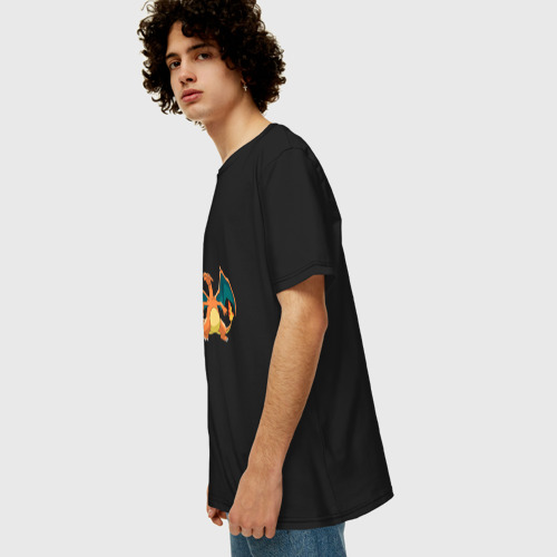 Мужская футболка хлопок Oversize Покемон Чаризард, цвет черный - фото 5
