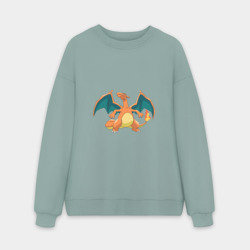 Мужской свитшот oversize без начеса хлопок Покемон Чаризард