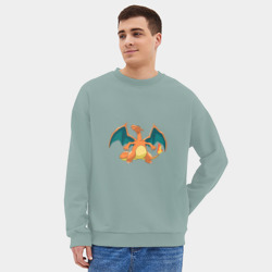 Мужской свитшот oversize без начеса хлопок Покемон Чаризард - фото 2