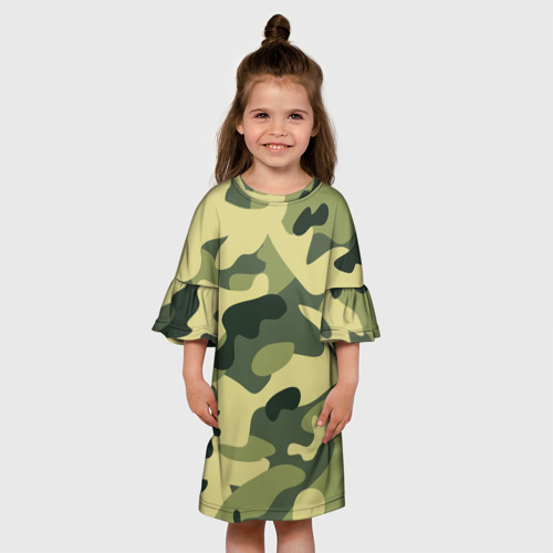 Детское платье 3D Зелёный камуфляж, цвет 3D печать - фото 4
