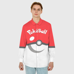 Мужская рубашка oversize 3D Покеболл - Покемоны - фото 2