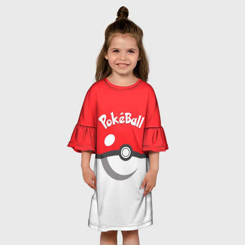 Детское платье 3D Покеболл - Покемоны, цвет 3D печать - фото 4