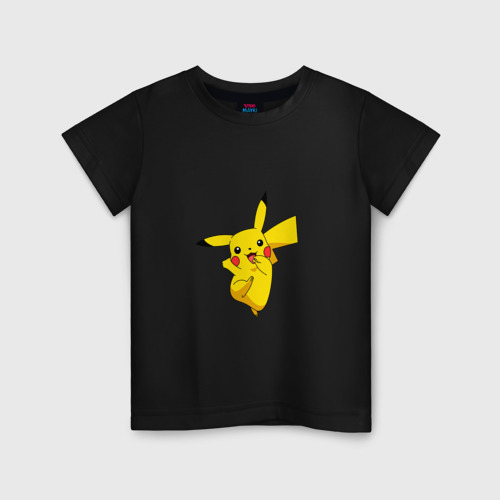 Детская футболка хлопок Pikachu Smile, цвет черный