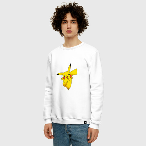 Мужской свитшот хлопок Pikachu Smile, цвет белый - фото 3
