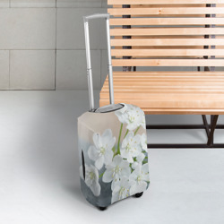 Чехол для чемодана 3D Белые цветочки 3 - фото 2