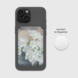 Картхолдер Magsafe магнитный Белые цветочки 3 - фото 2