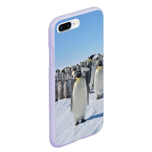 Чехол для iPhone 7Plus/8 Plus матовый Пингвины, цвет светло-сиреневый - фото 3