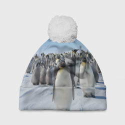 Шапка 3D c помпоном Пингвины