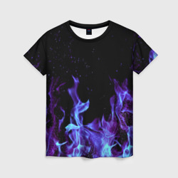 Женская футболка 3D Синий огонь